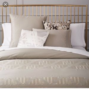 Pyramid Queen duvet and shams from West Elm